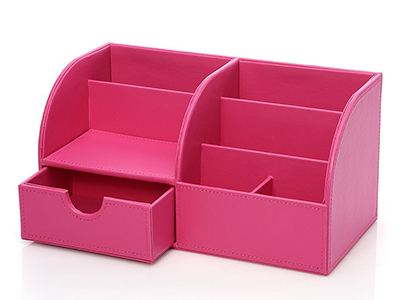 7 Storage Compartments Multifunctional PU Leather Office Desk Organizer