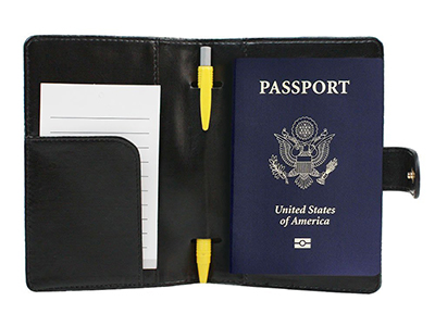 CLASSIC STYLE RFID BLOCKING PASSPORT CASE WITH PEN HOLDER AND 2 MATCHING LUGGAGE TAGS