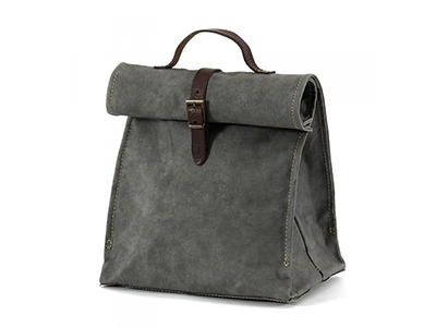 CANVAS LUNCH BAG WITH LEATHER TRIM 